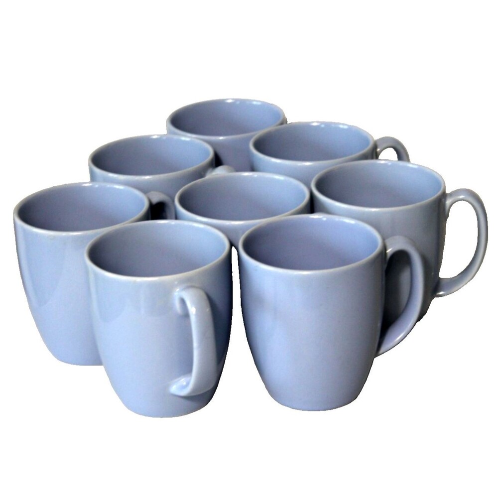 Vintage Cottage Corelle Stoneware Periwinkle Light Blue Mugs Cups Set of 8